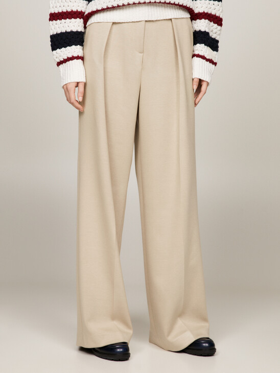 Crest Relaxed Wide Leg Jersey Trousers