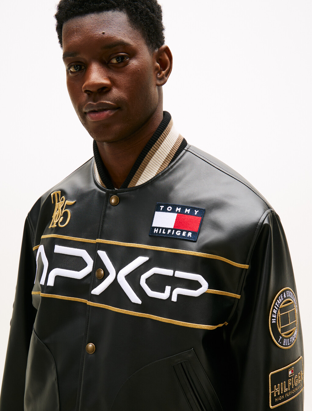 The APXGP Collection Boxy Varsity Jacket, Black, hi-res