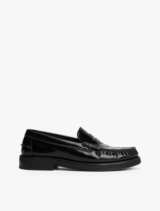 Leather Embossed Logo Loafers