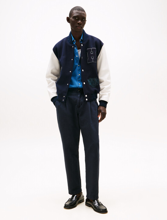 Wool Blend Relaxed Varsity Jacket