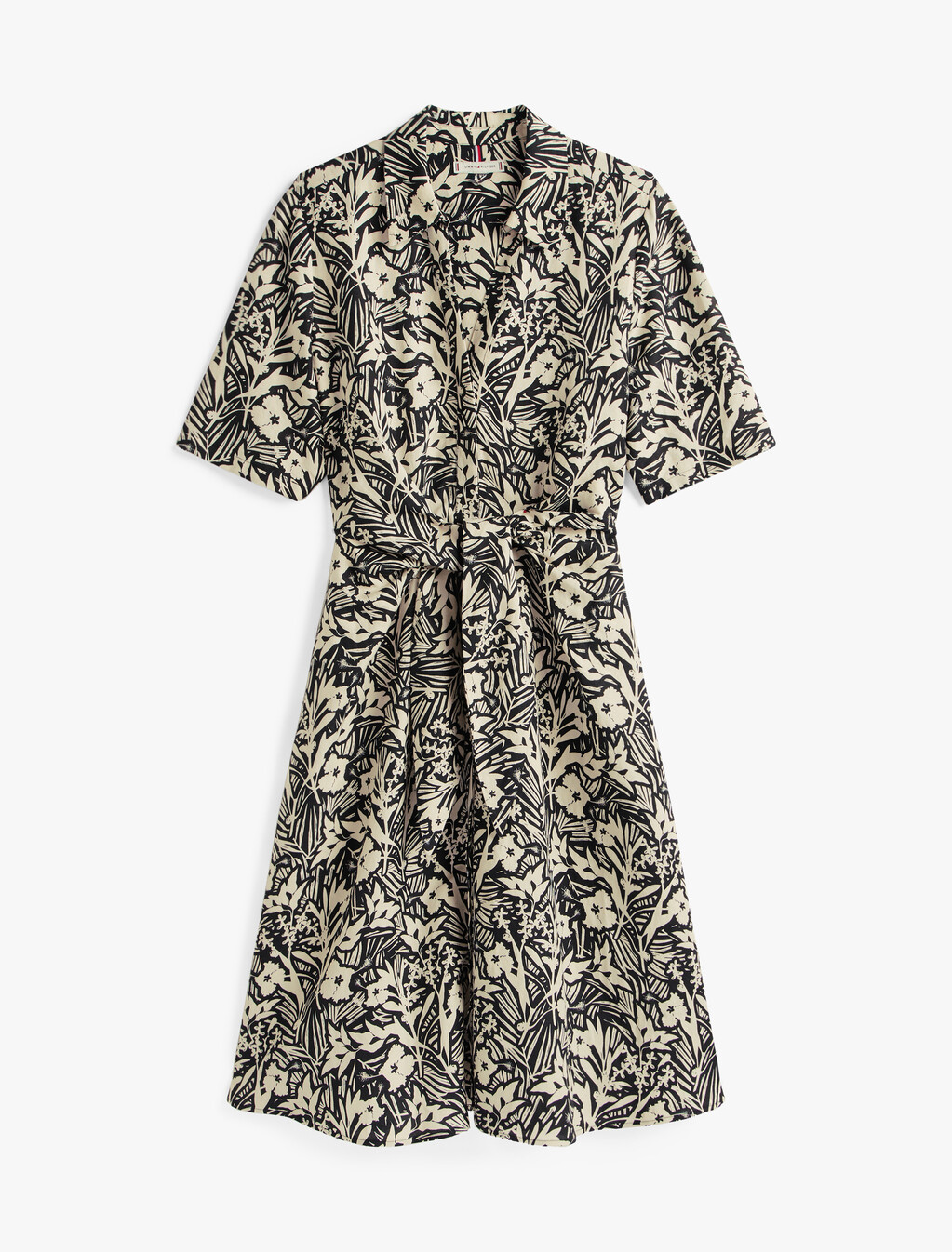 Linen Viscose Knot Dress, Tropical Floral/ Black, hi-res