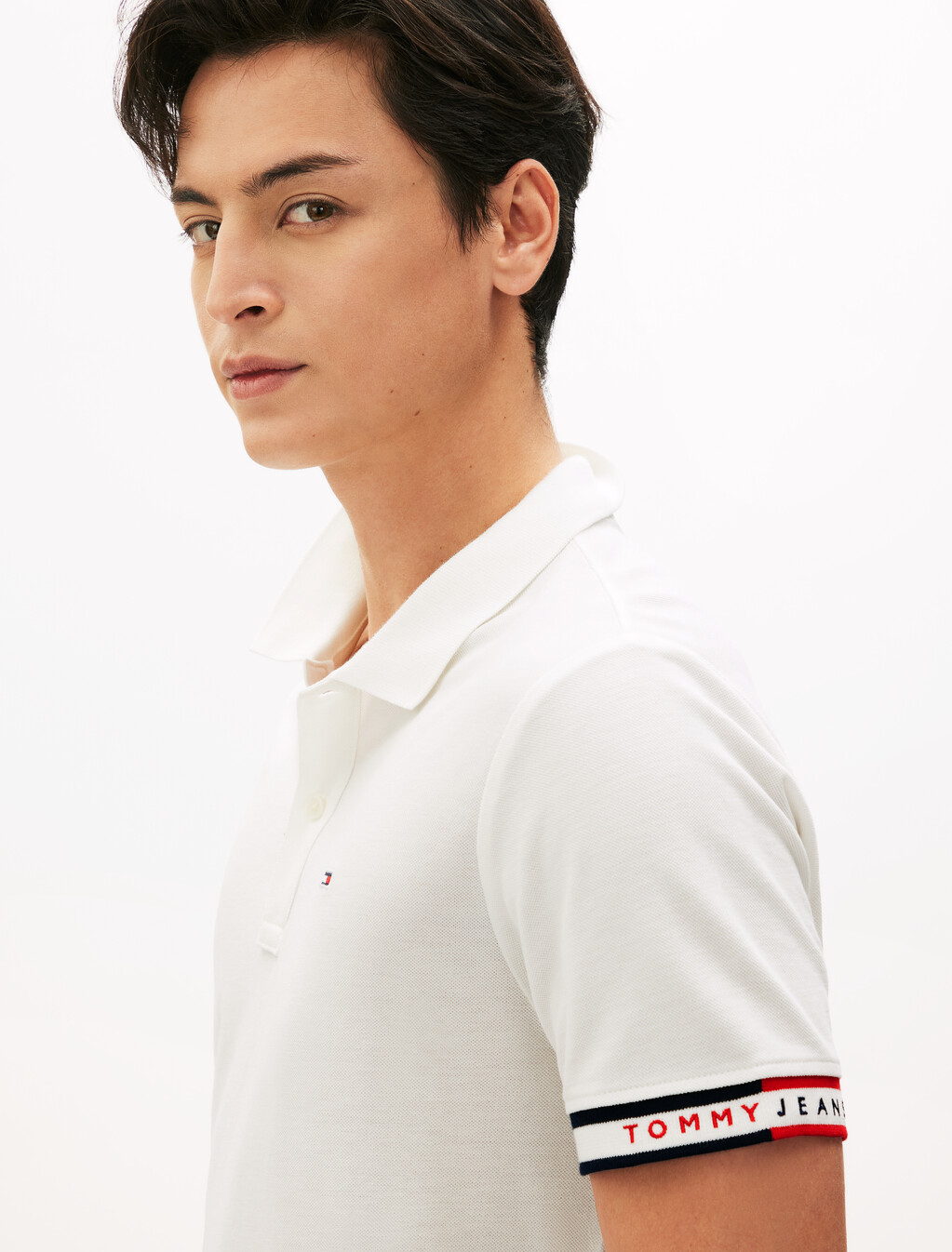 Slim Flag Cuff Polo, Ecru, hi-res