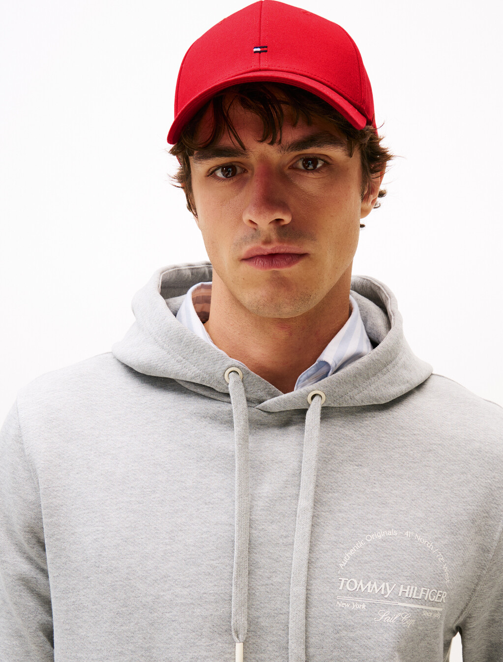 Tommy Flag Cotton Six Panel Cap, Medium Red, hi-res
