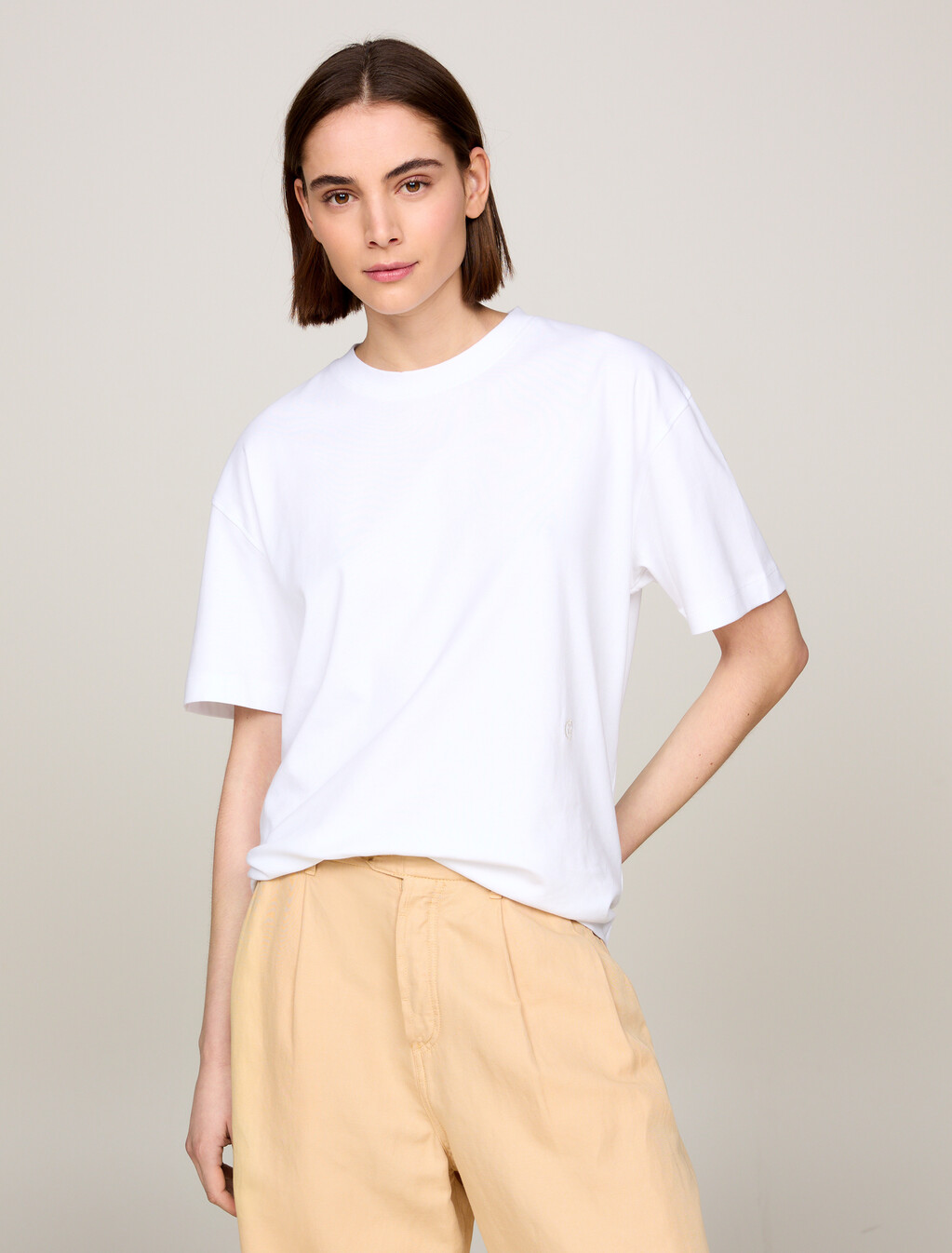 Metallic TH Monogram Stamp Relaxed T-Shirt, Th Optic White, hi-res