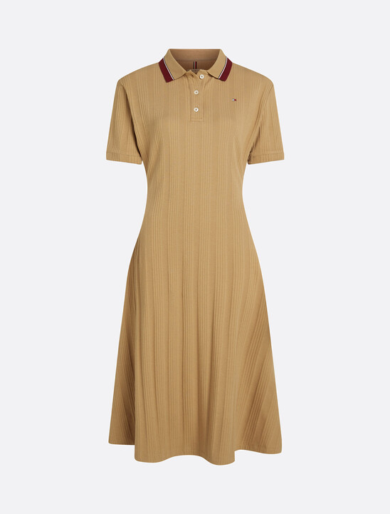 Rib Knit Polo Midi Dress