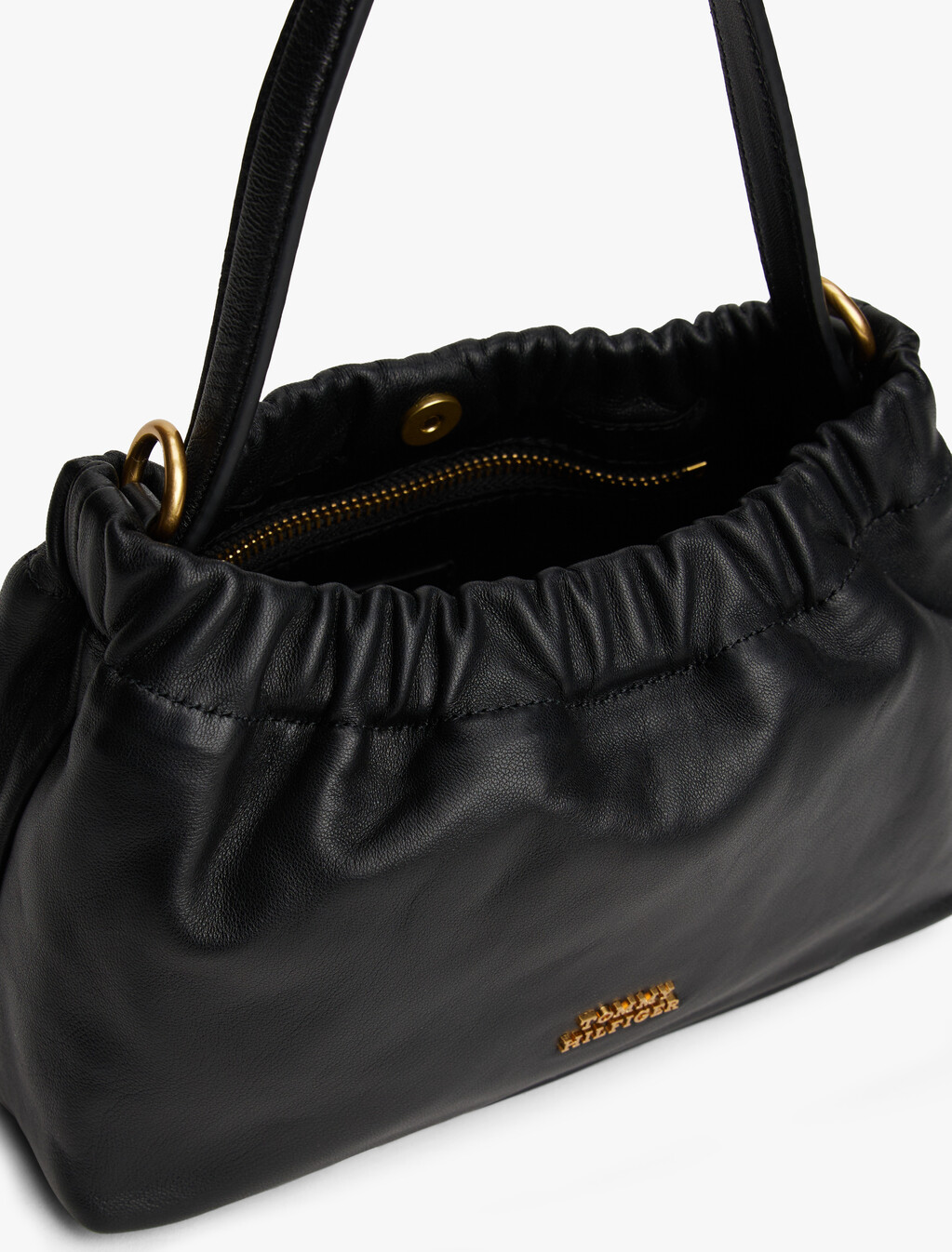 Soft Leather Logo Plaque Crossbody Bag, Black, hi-res