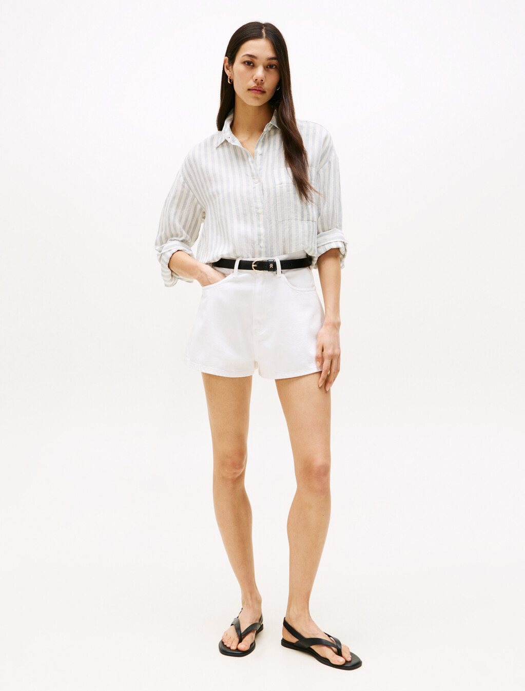 Asia Fit Linen Easy Shirt, Linen Stp/ Cloudy Blue/ Ecru, hi-res
