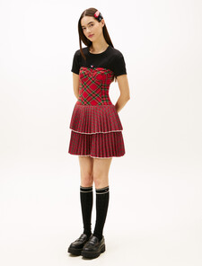 Tommy Girl Tartan Bustier Dress, Ornamental Red, hi-res