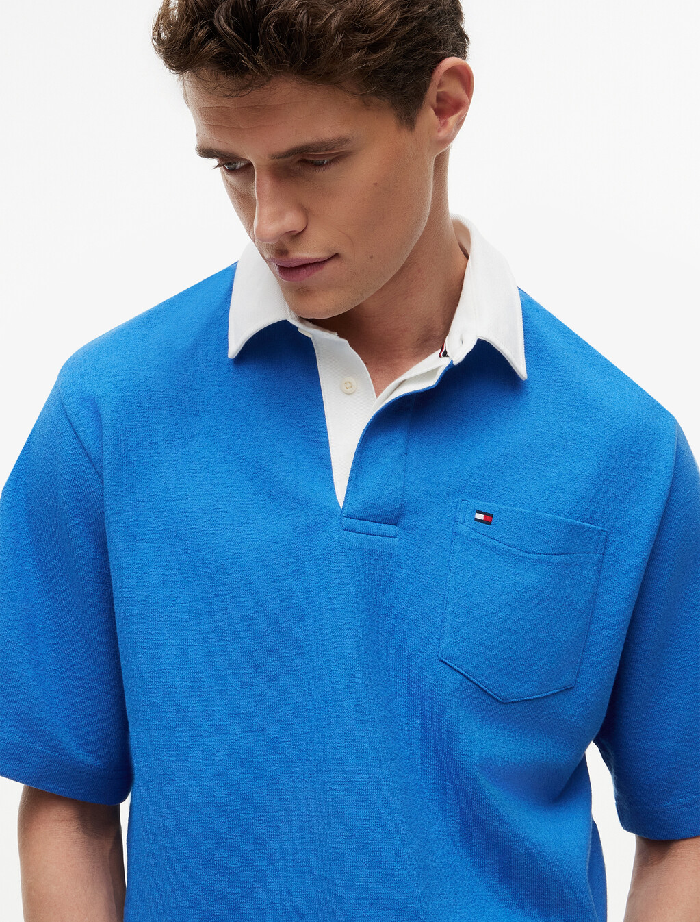Relaxed Fit Logo Label Jersey Polo Shirt, Blue Orbit, hi-res