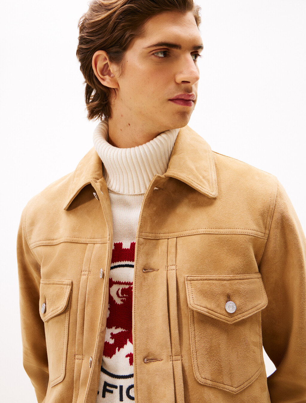 Suede Trucker Jacket, Timeless Camel, hi-res