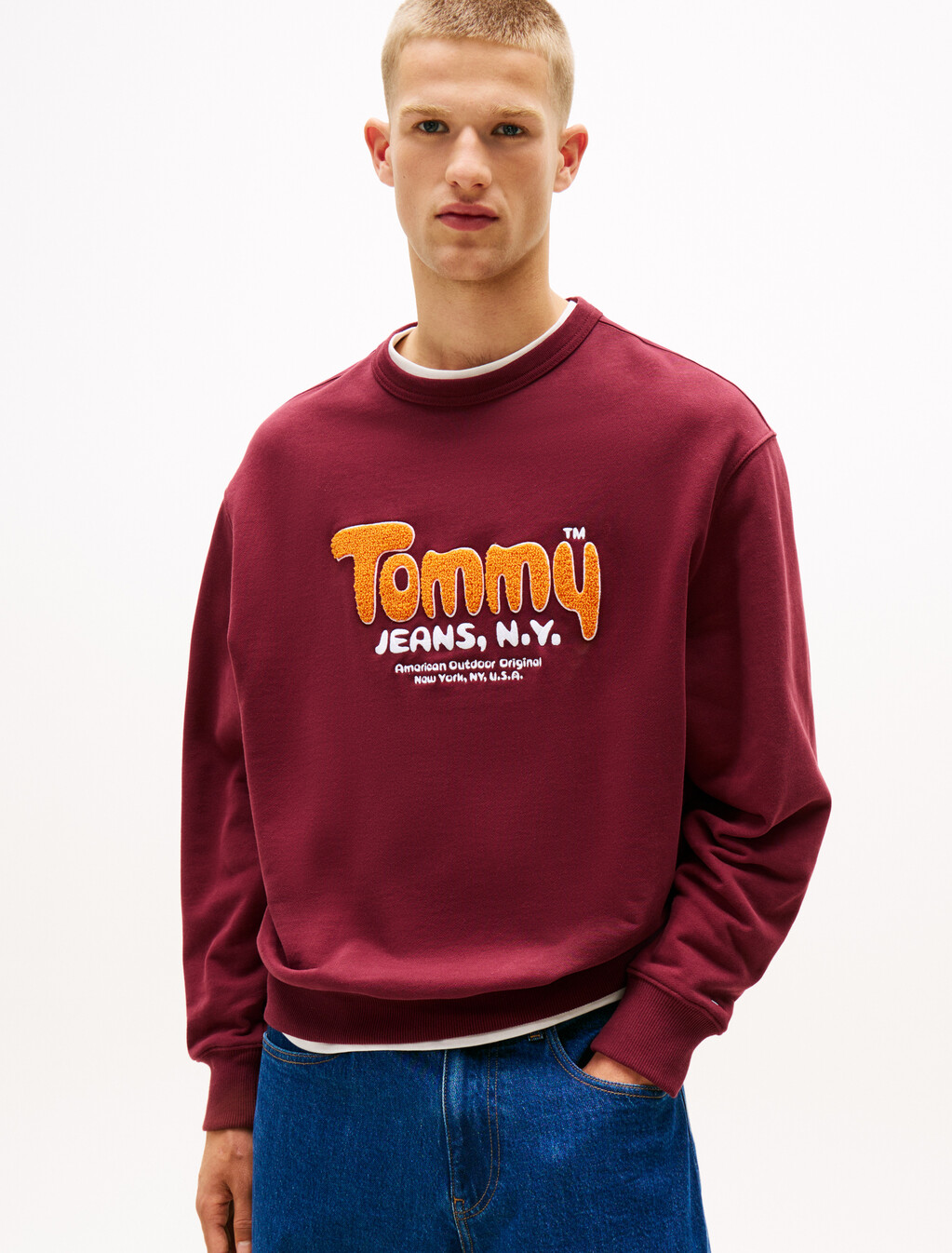 Bouclé Logo Relaxed Sweatshirt, Red Wine, hi-res