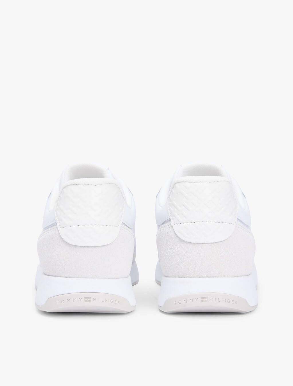 Embossed TH Monogram Leather Trainers, White, hi-res