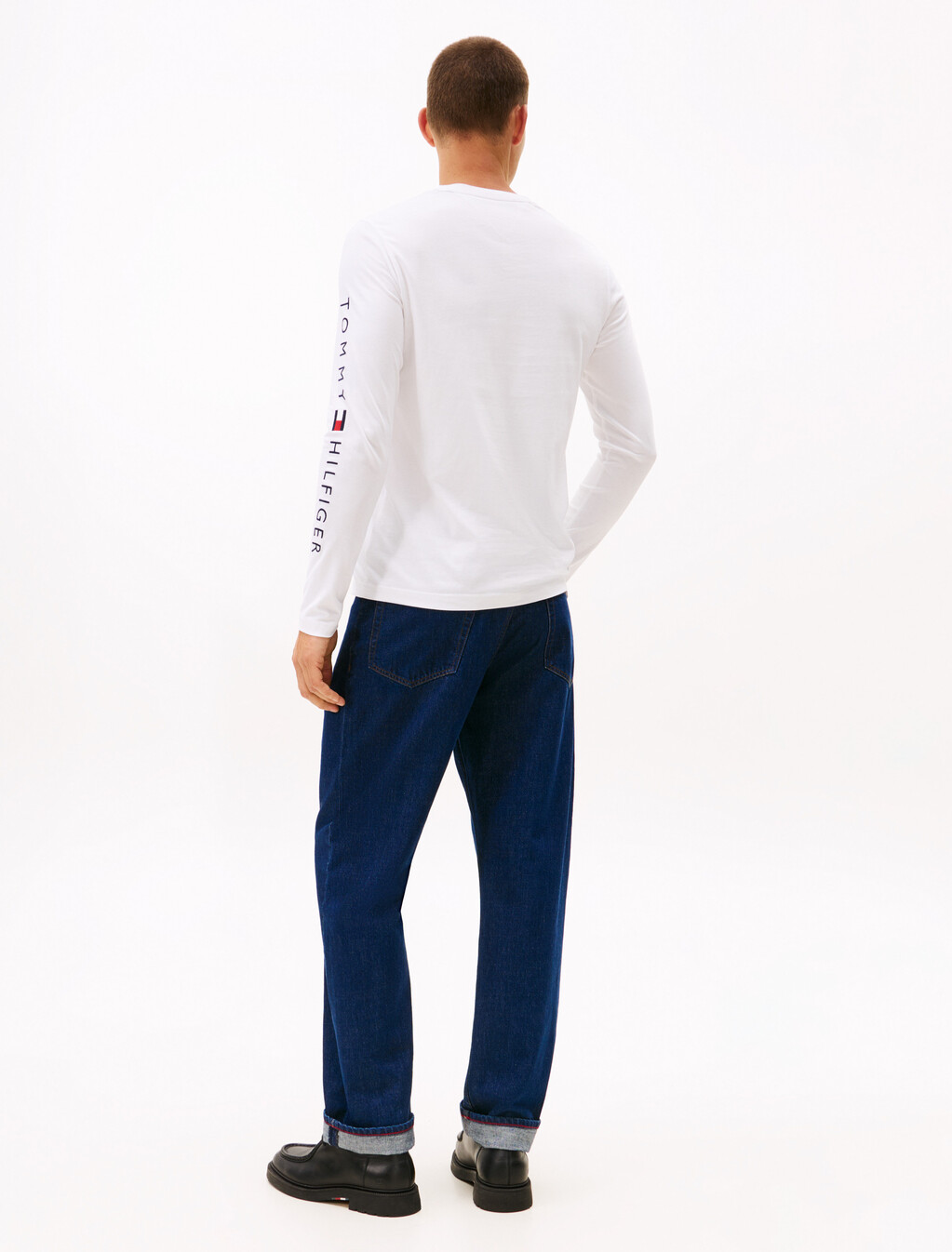 Tommy Logo Long Sleeve T-Shirt, White, hi-res