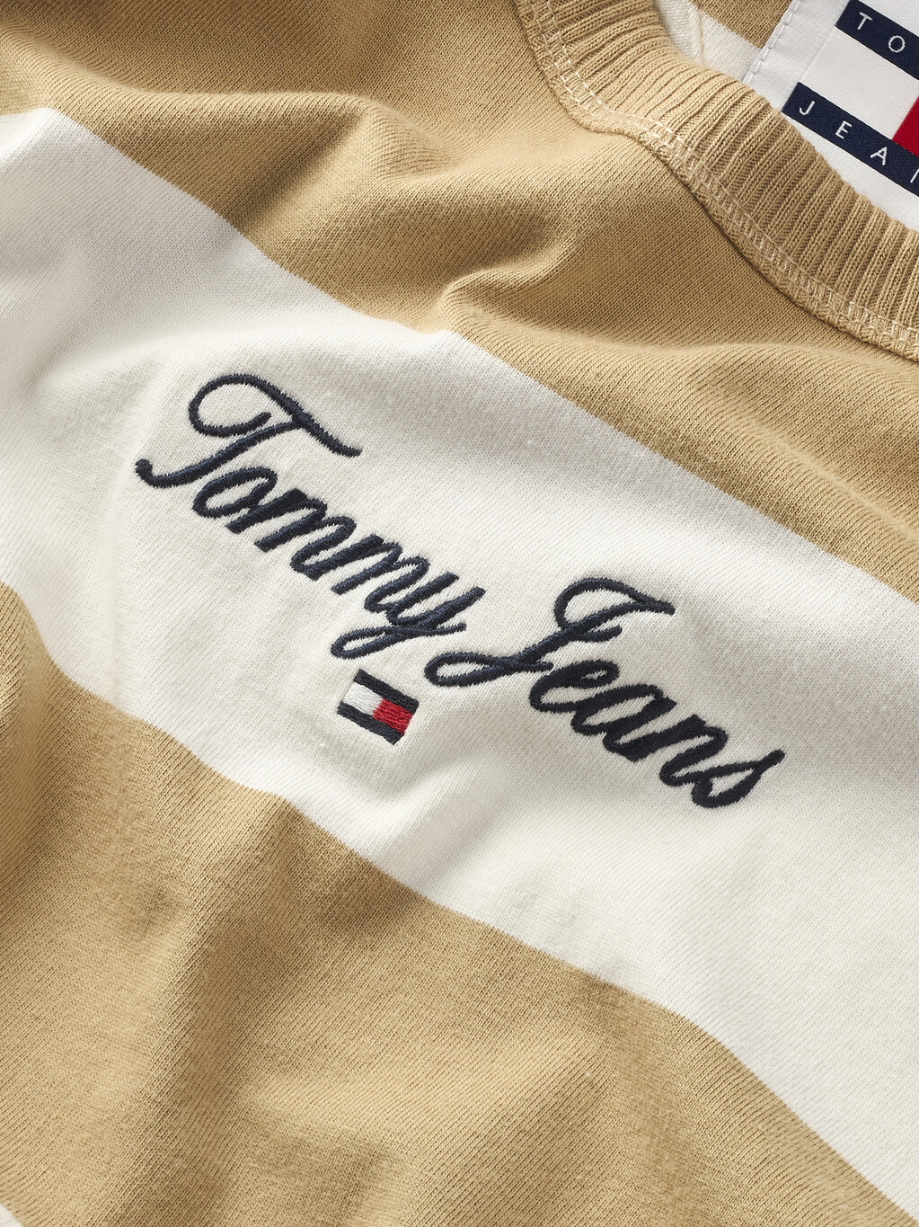Stripe Script Logo T-Shirt, Tawny Sand Multi, hi-res