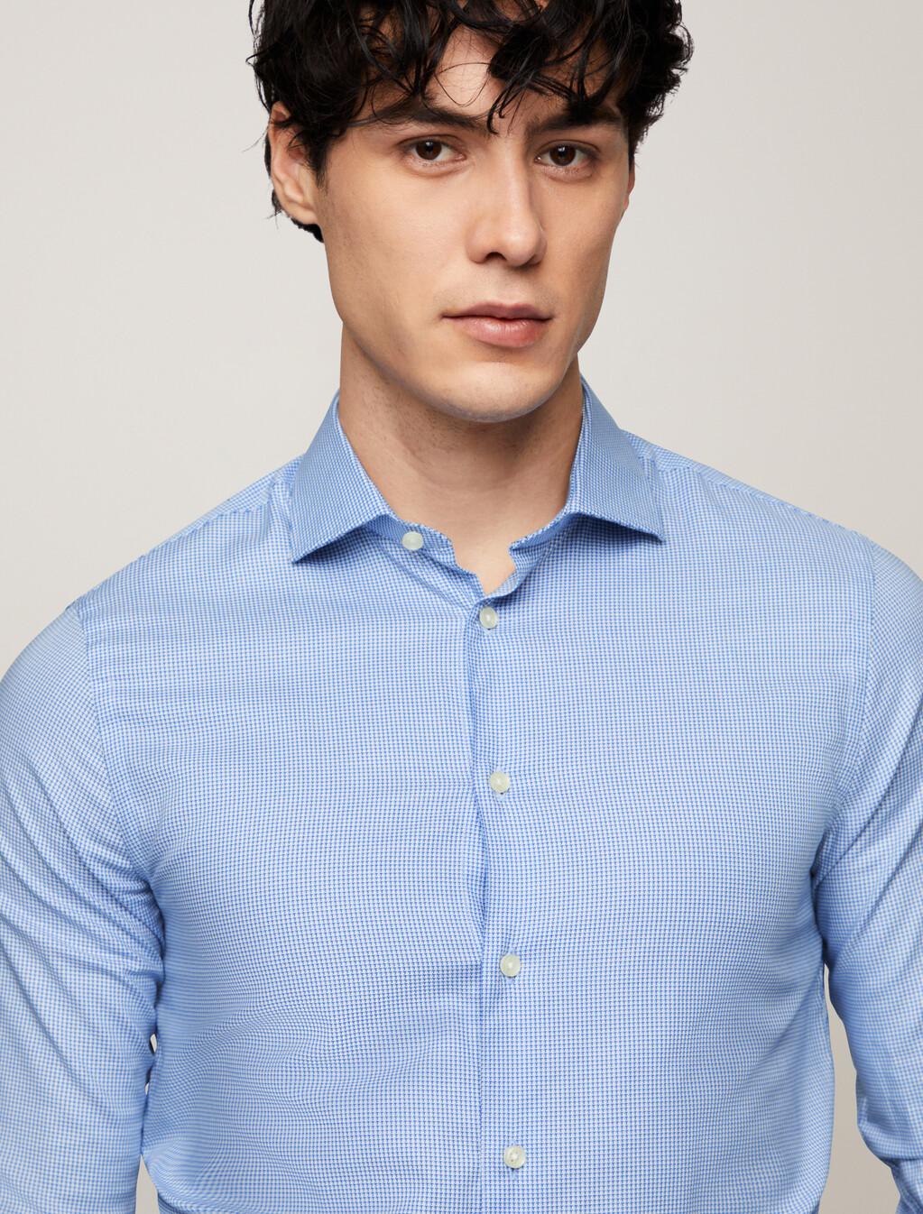 Smart Casual Check Slim Fit Shirt, Th Classic Blue Check, hi-res