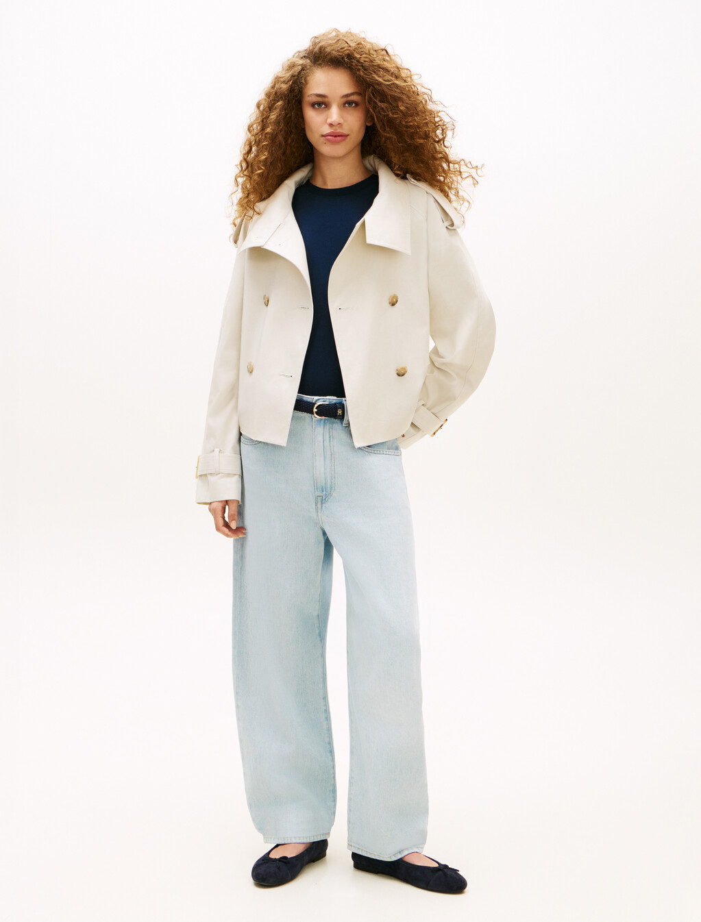 Water Repellent Short Trench Jacket, Light Silt, hi-res