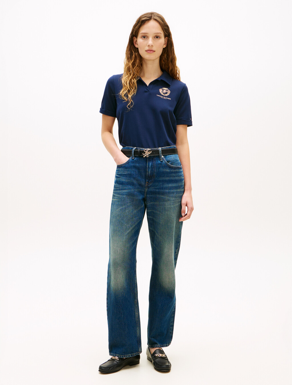 Lurex Varsity Regular Polo, Dark Night Navy, hi-res