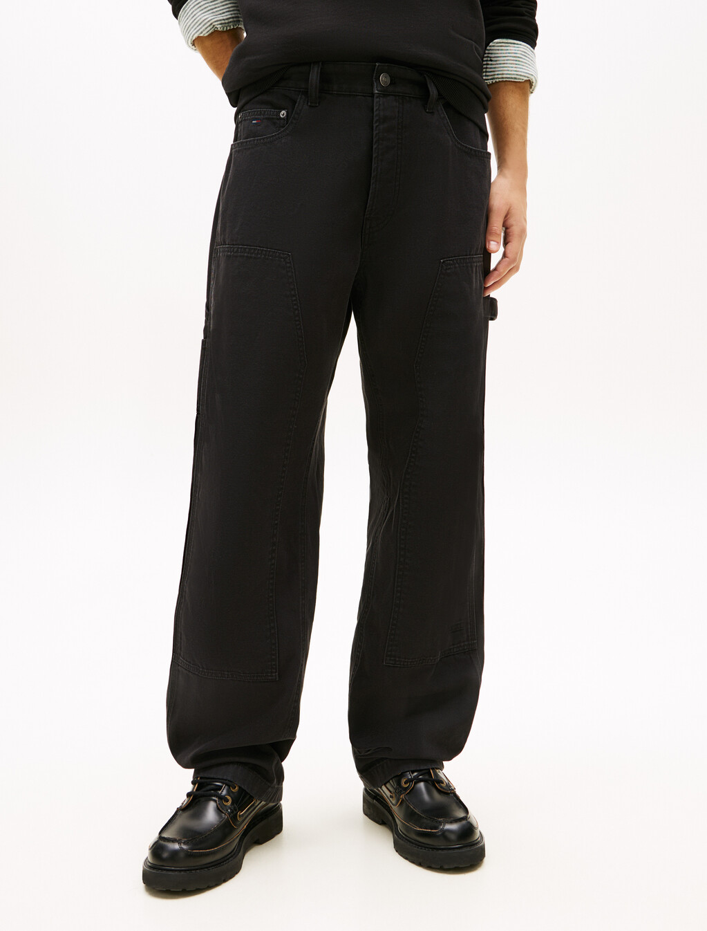 Jaimie Relaxed Twill Carpenter Trousers, Black, hi-res