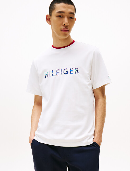 Hilfiger Embossed Logo T-Shirt, White Hilfiger Embossed Logo T-Shirt