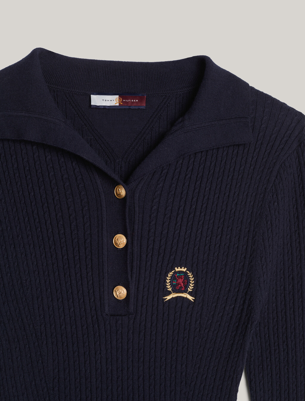 Crest Midi Polo Dress With Cashmere, Desert Sky, hi-res