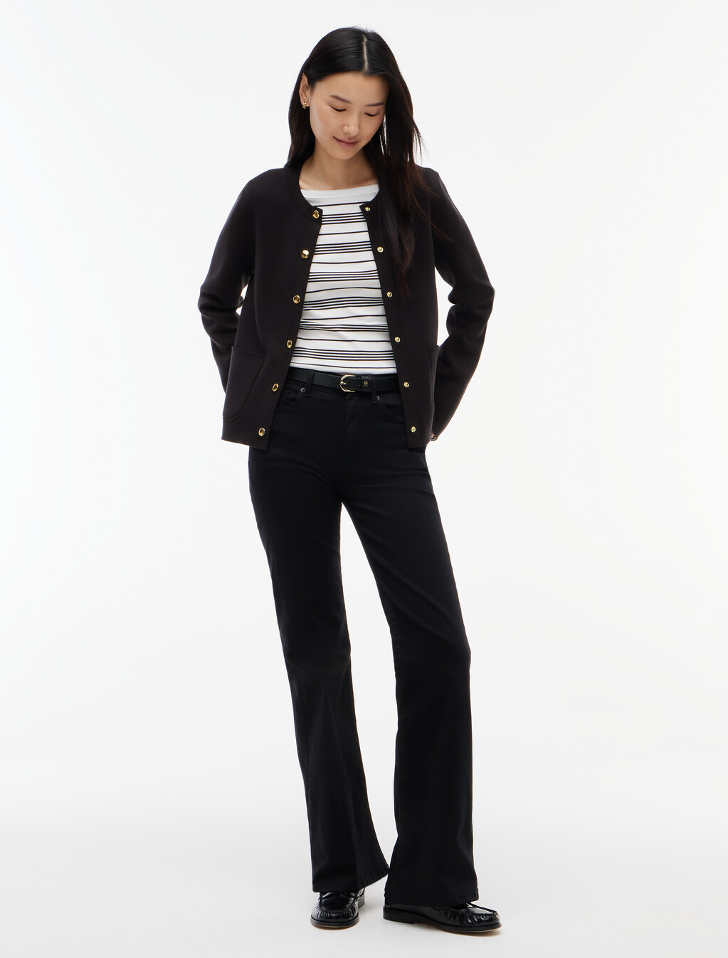 Reversible Cardigan, Black / Mid Grey Heather, hi-res