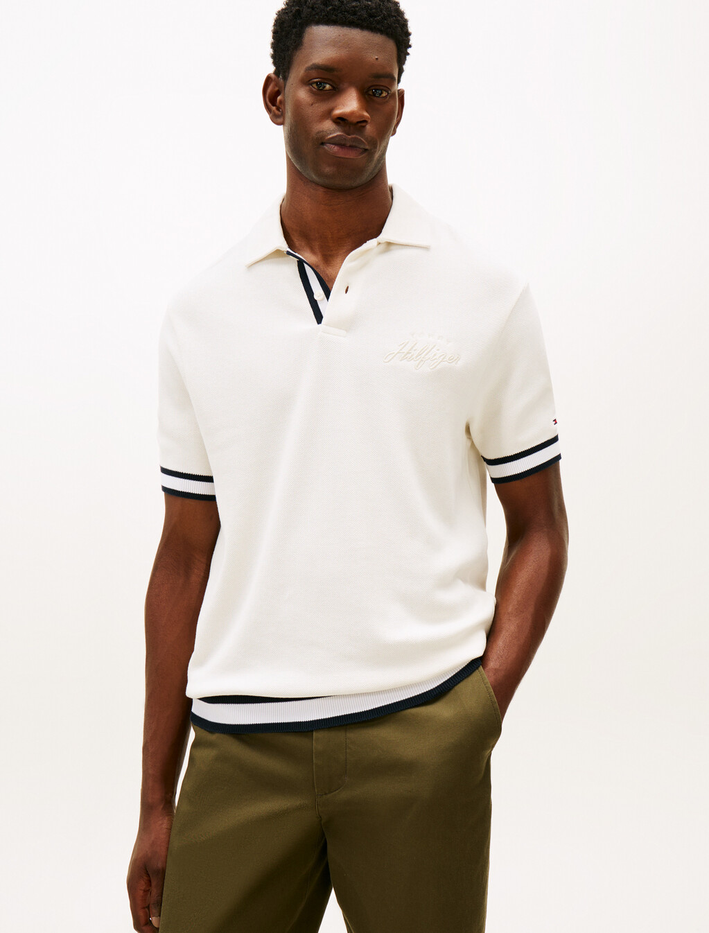 Flat Knit Classic Fit Polo, Ivory Petal, hi-res