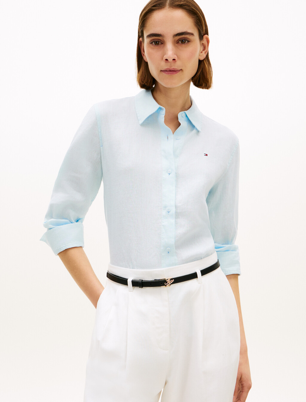 Asia Fit Essential Linen Relaxed Shirt, Keepsake Blue, hi-res