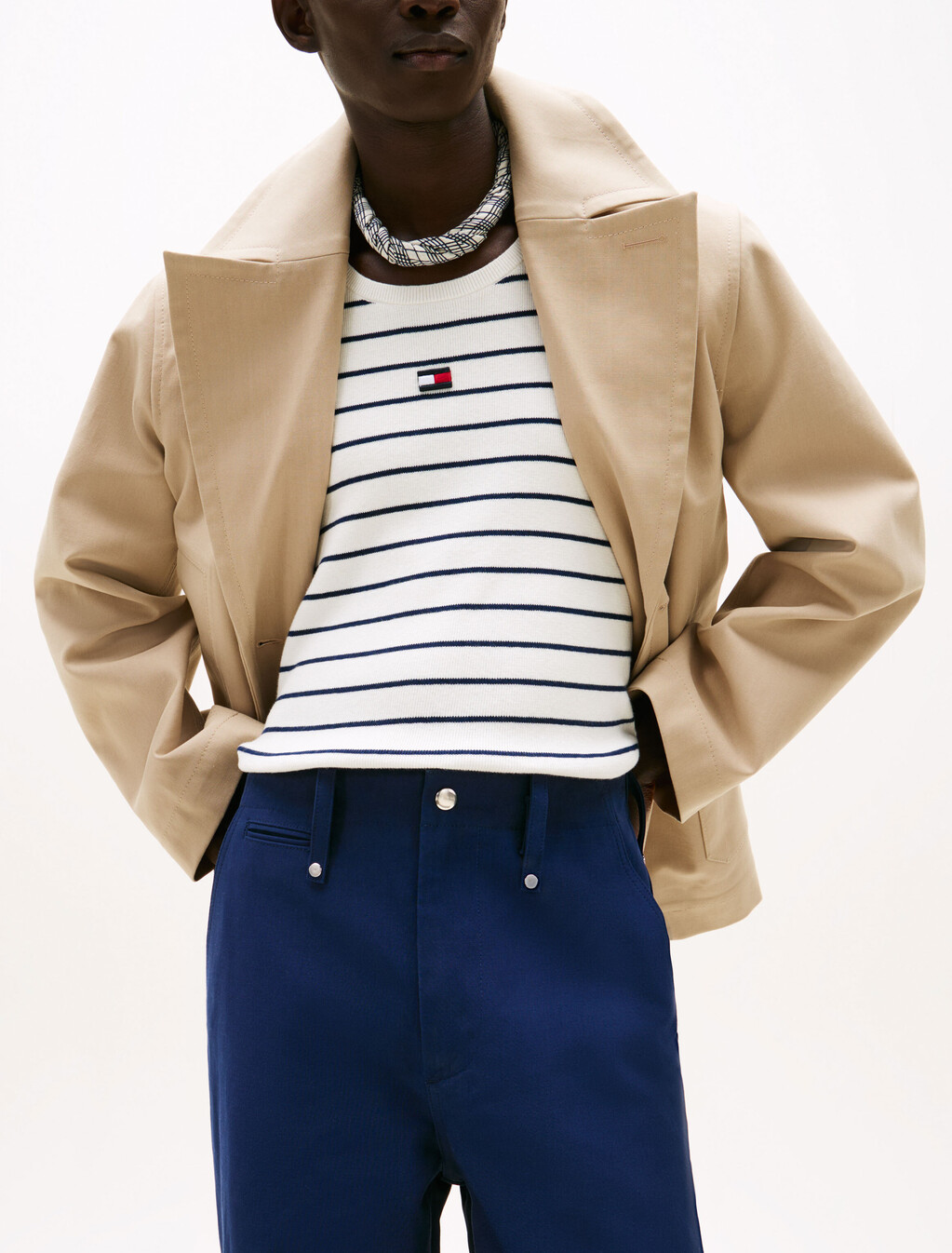 The Runway Collection Oversized Cropped Chinos, Carbon Navy, hi-res
