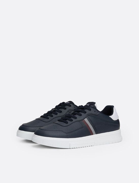 Signature Tape Textured Leather Trainers