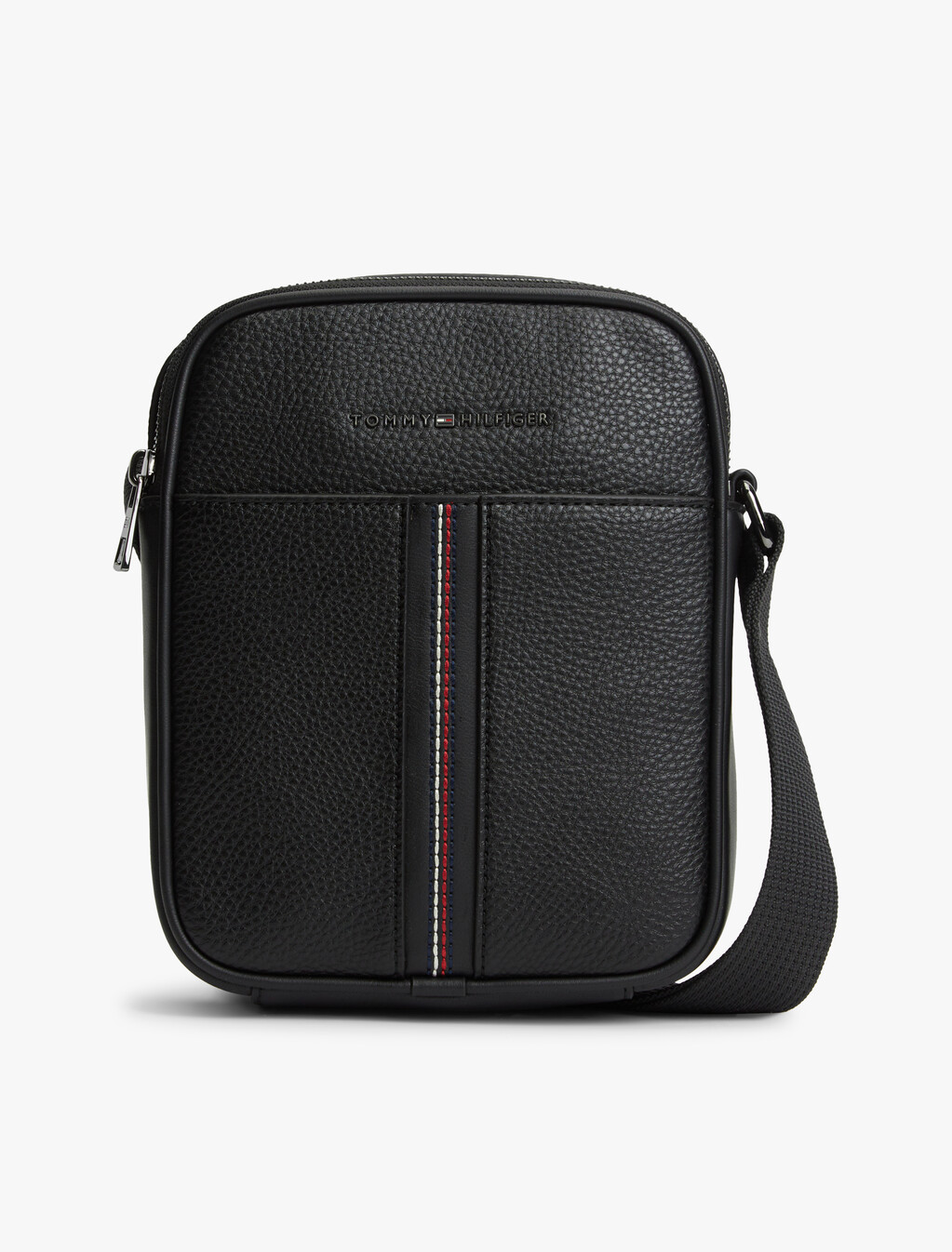 Pebble Grain Crossbody Reporter Bag, Black, hi-res