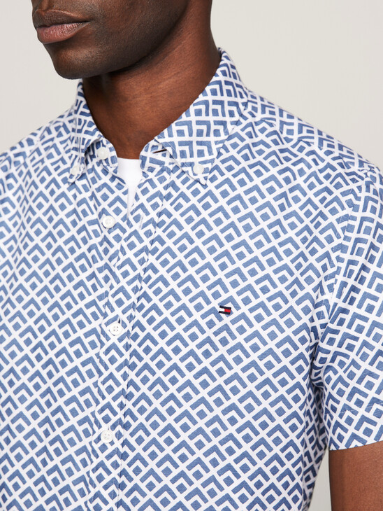 Geometric Print Slim Short Sleeve Shirt