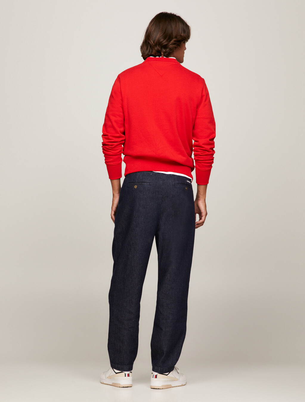 Denim Pleated Relaxed Fit Chinos, Bow Blue, hi-res