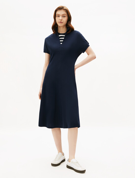 Asia Fit Lyocell Open Neck Midi Dress