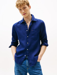 Piece Dye Linen Shirt, Preppy Navy, hi-res