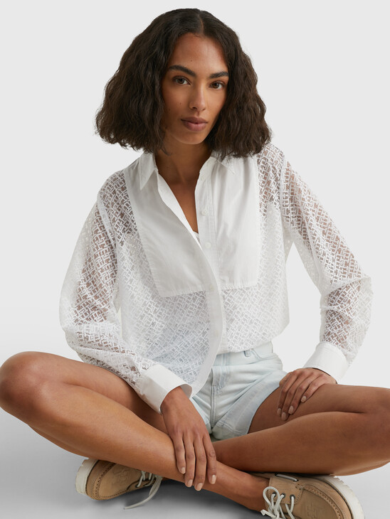 LACE MONOGRAM RELAXED FIT BLOUSE