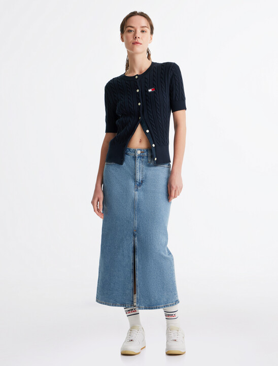 Cable Knit Short Sleeve Cardigan