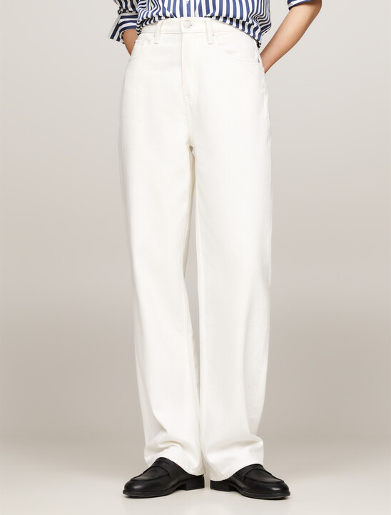 White High Rise Straight Leg Jeans