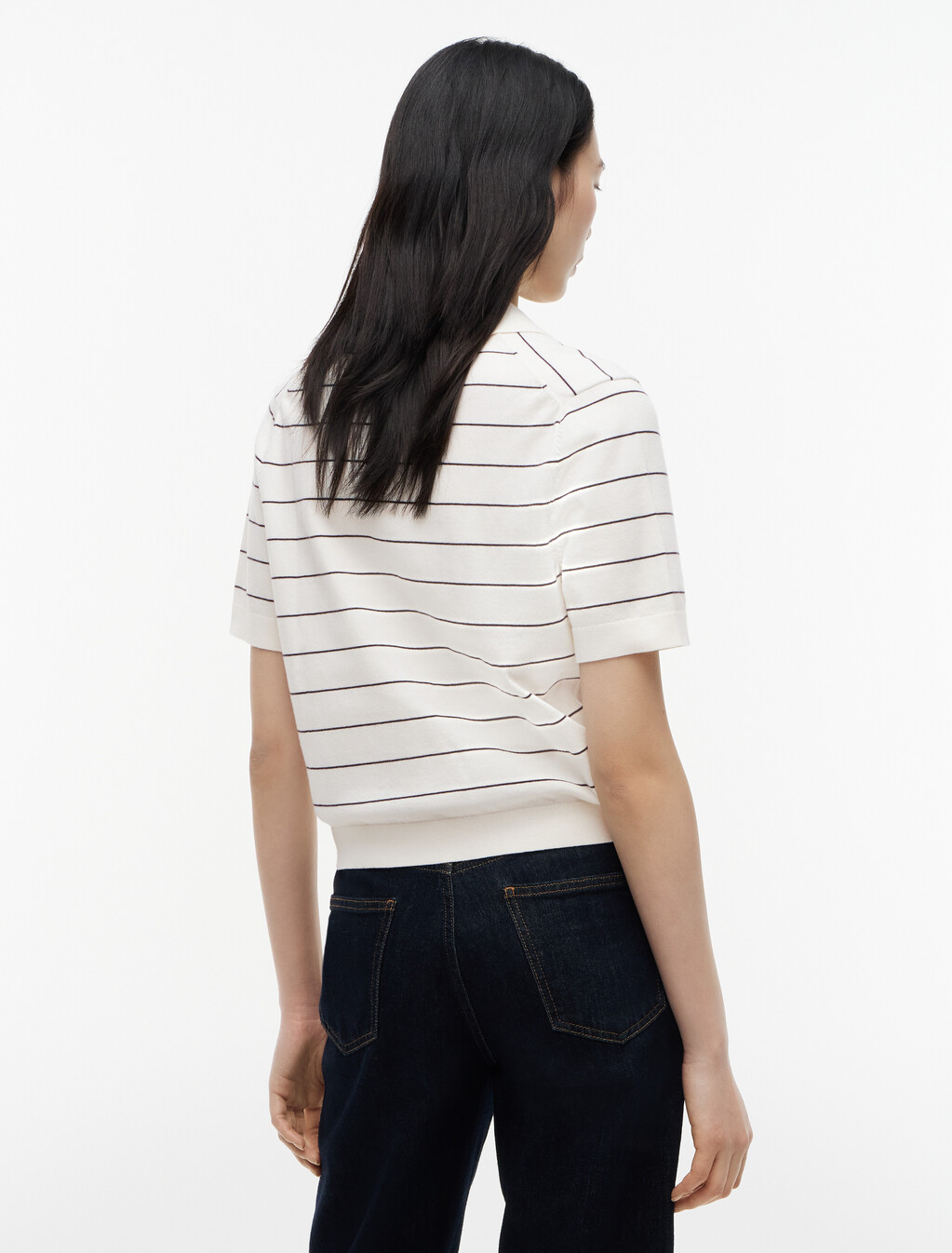 Flag Embroidery Knit Boxy Polo Jumper, Ivory Petal/Dark N Navy Stp, hi-res