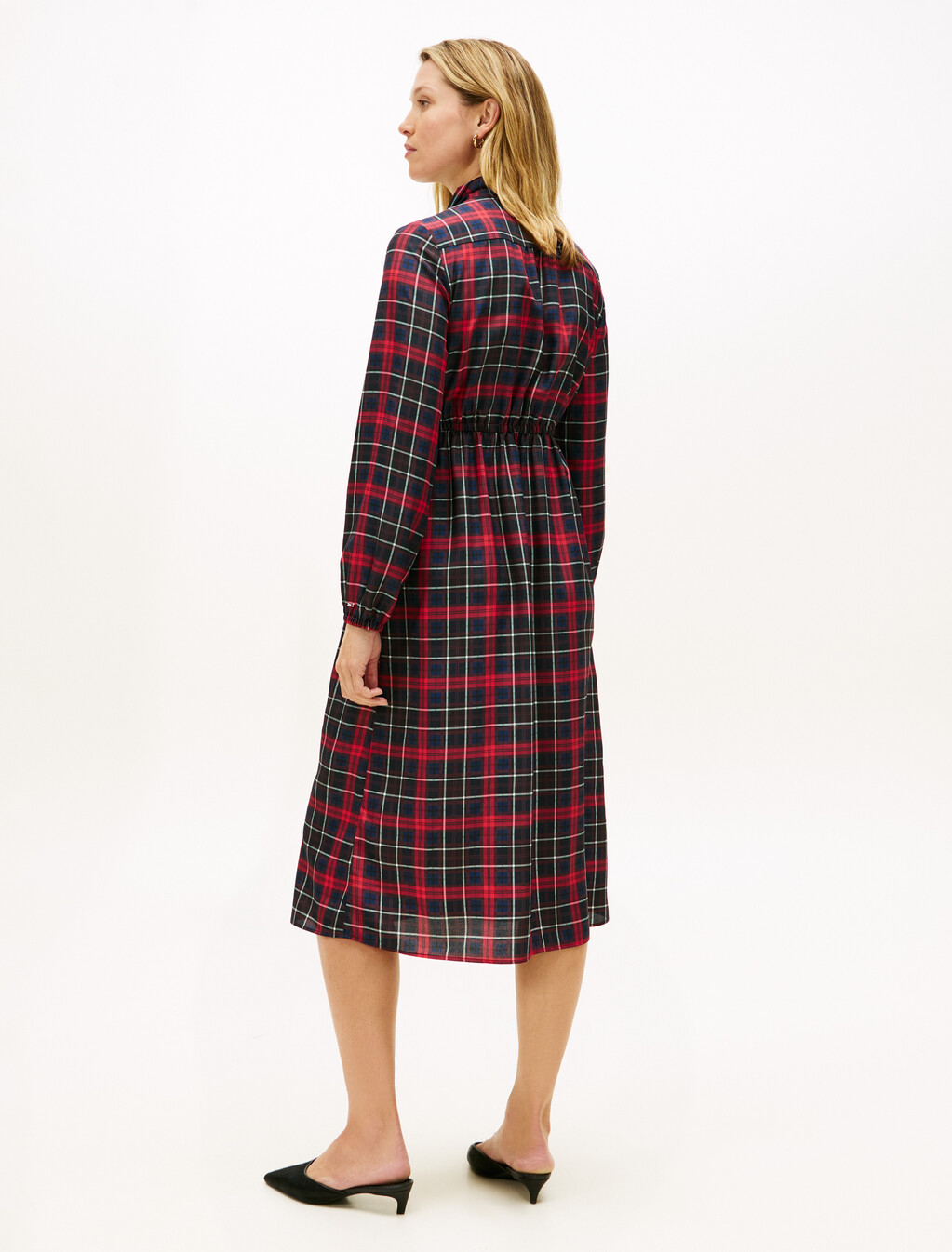 Tartan Crepe Shirt Dress, Dark Tartan Dark Night Navy, hi-res