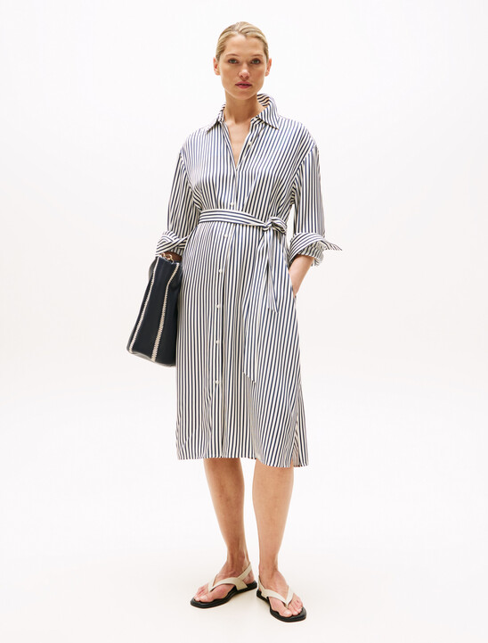 Asia Fit Twill Midi Shirt Dress
