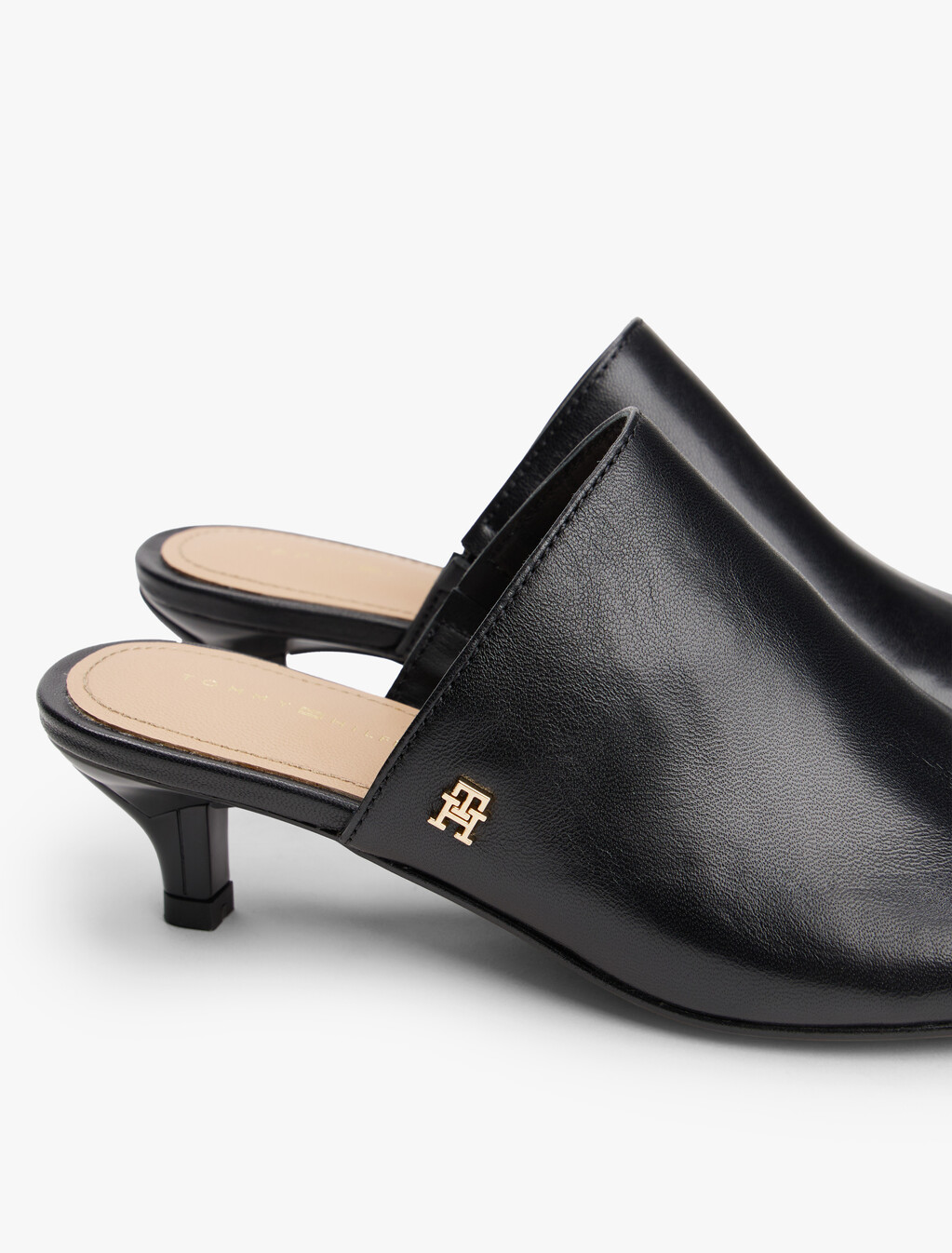 Leather Kitten Heels, Black, hi-res