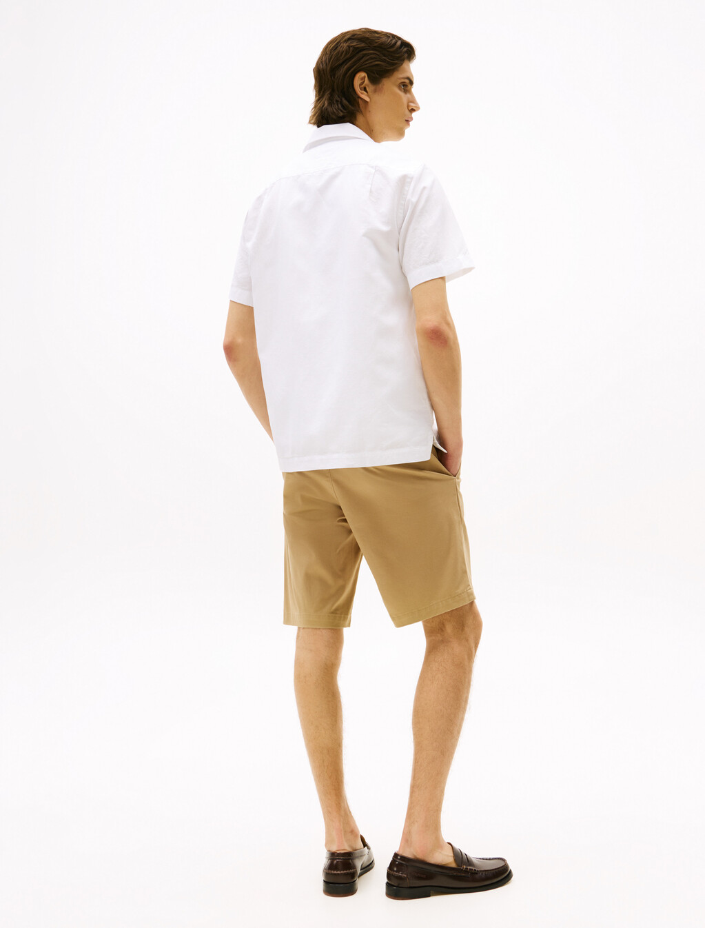 Linen Blend Short Sleeve Shirt, White, hi-res