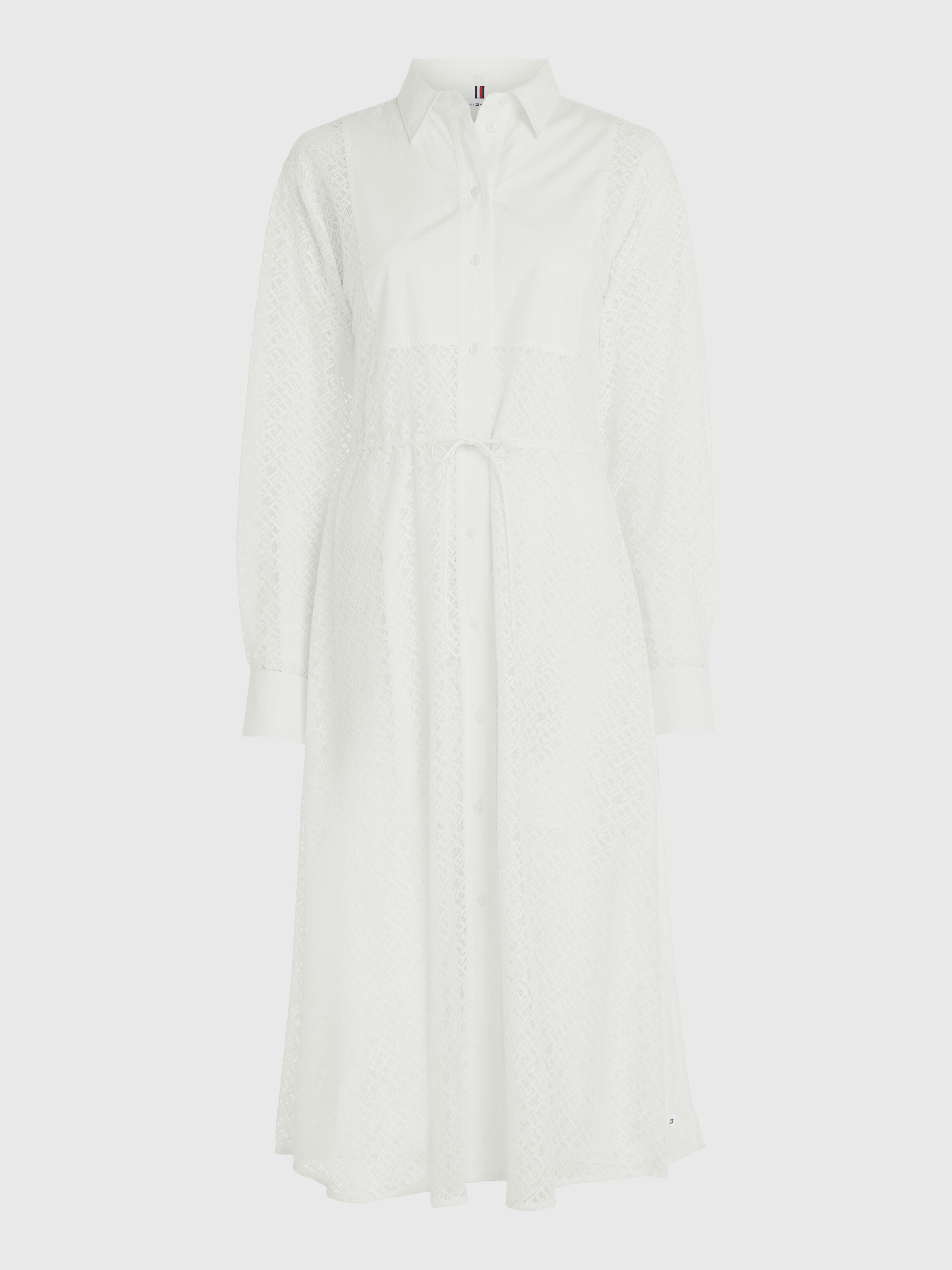 White long sleeve lace midi dress 2025