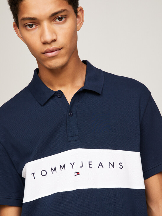 Tommy Hilfiger Men's Striped Collar Polo (X-Large, Navy) 