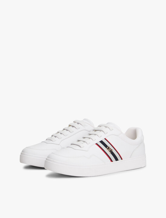 Webbing Stripe Leather Cupsole Trainers