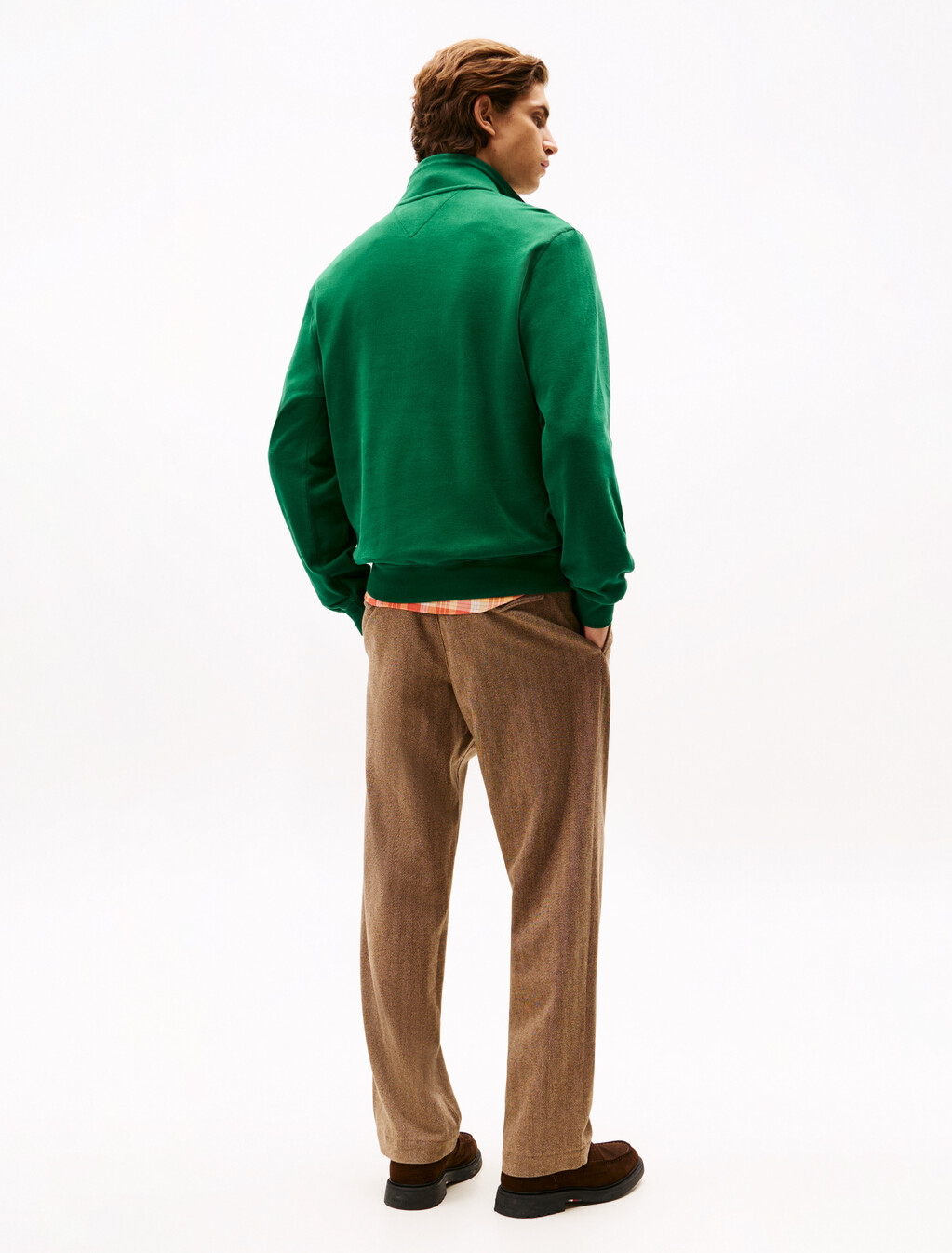 French Rib Knit 1/4 Zip Sweater, Ornamental Green, hi-res