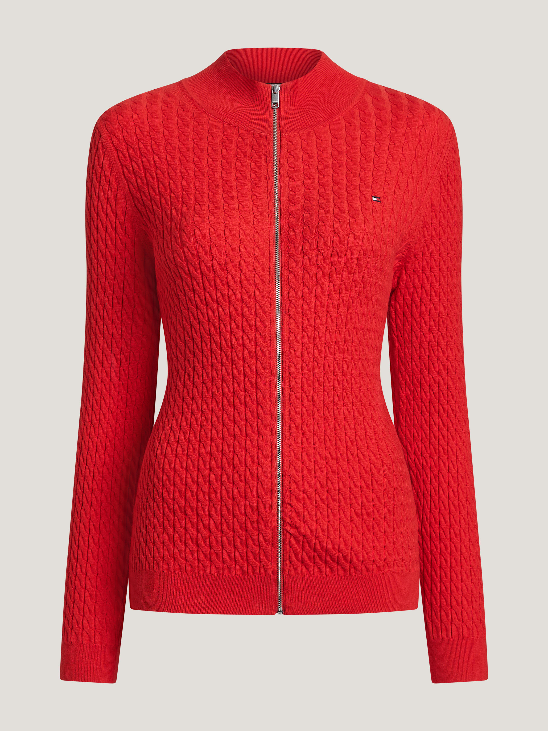 Red hotsell zip cardigan