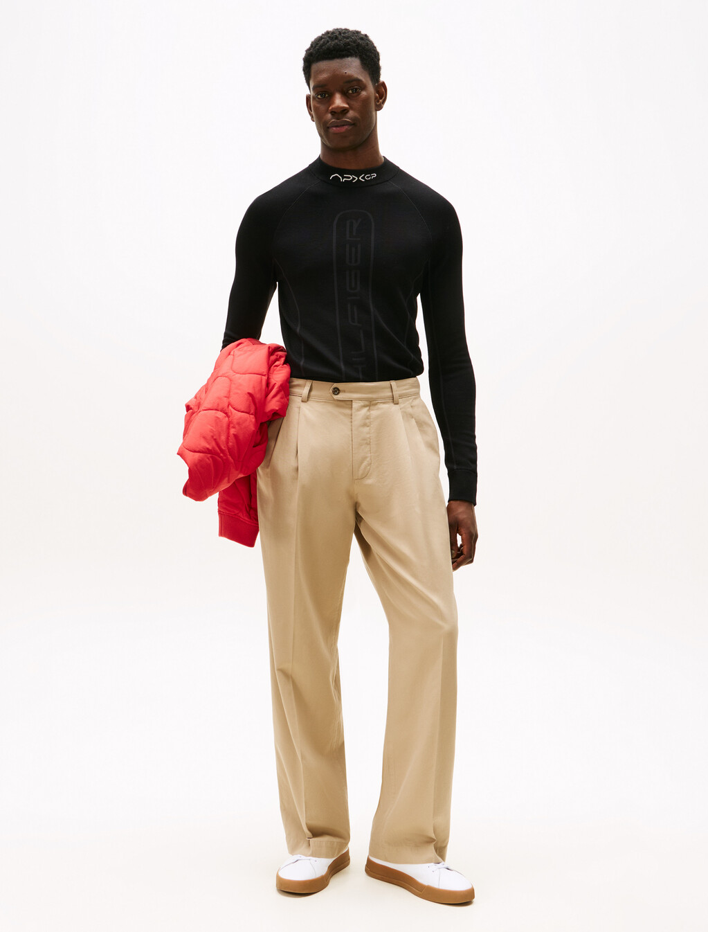 The APXGP Collection Wool Mock Neck Jumper, Black, hi-res