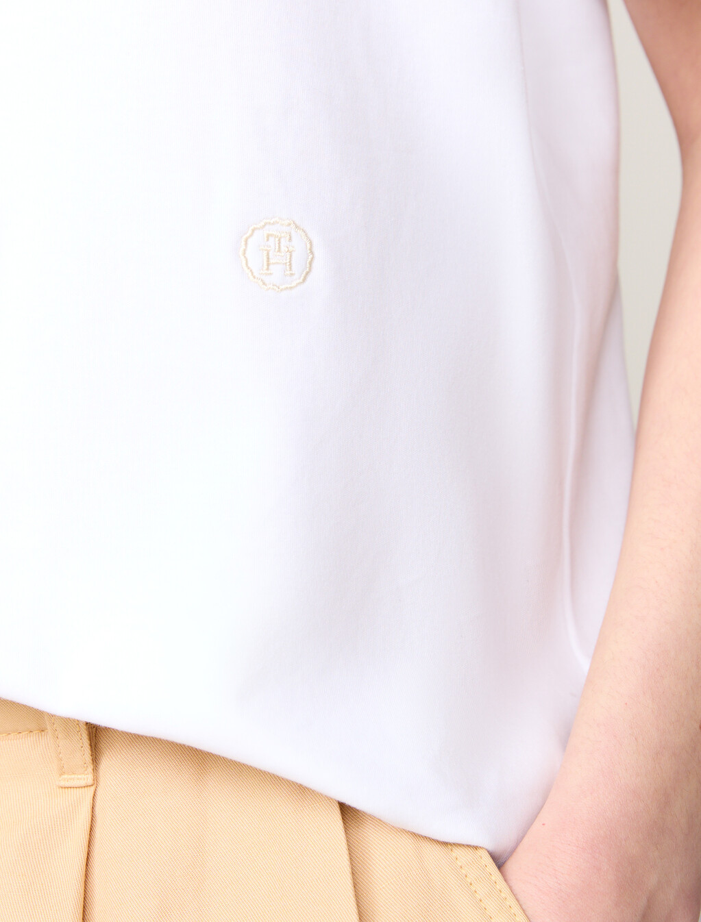 Metallic TH Monogram Stamp Relaxed T-Shirt, Th Optic White, hi-res