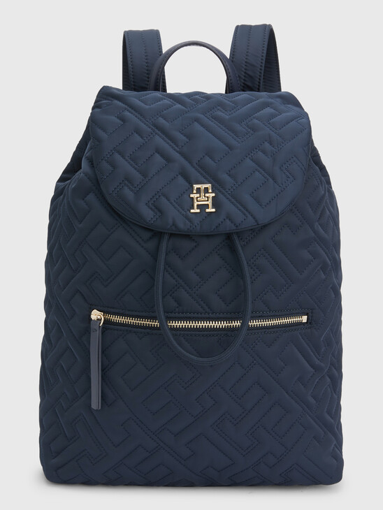 TH MONOGRAM QUILTED FLAP BACKPACK